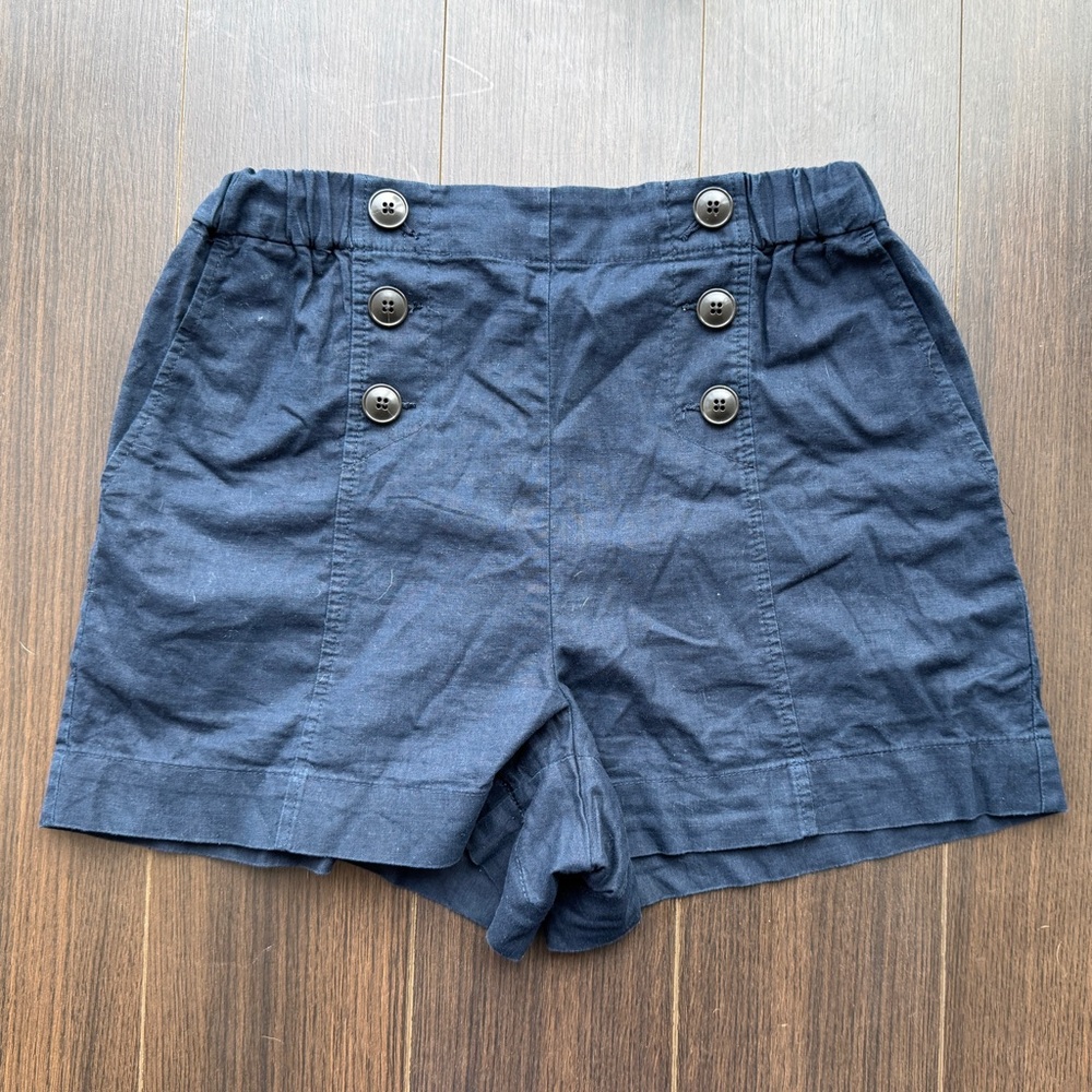 Madewell Navy Blue High-Waisted Sailor Shorts – Size S